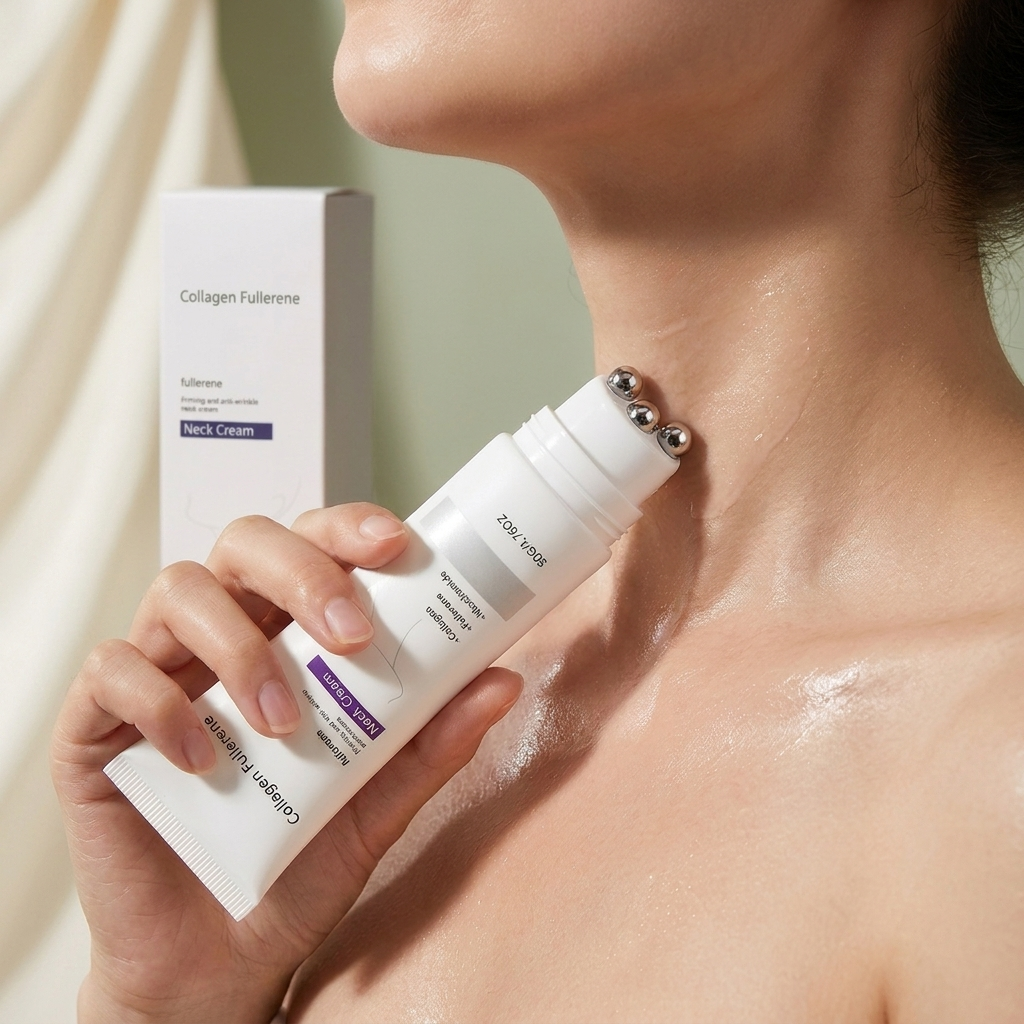 Magec Collagen Fullerene Neck Firming Cream + Facial Roller